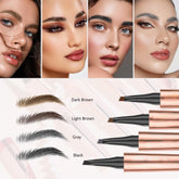 3D Microblading Eyebrow Tattoo Pencil 4 Fork Tip, Magic Eyebrow Pencil, Waterproof Microblading Eyebrow Pencil, 4-Tipped Precise Brow Pen, Long-Lasting Natural Fine Stroke Eyebrow Pen (Dark Brown)